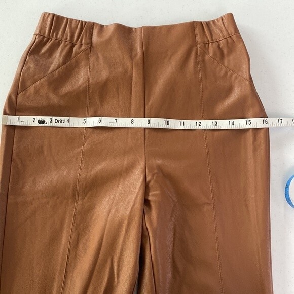 Lulus Camel Way To Cool Vegan Leather High-Waist Legging Zip Hem Stretch Pull-On - Picture 15 of 16